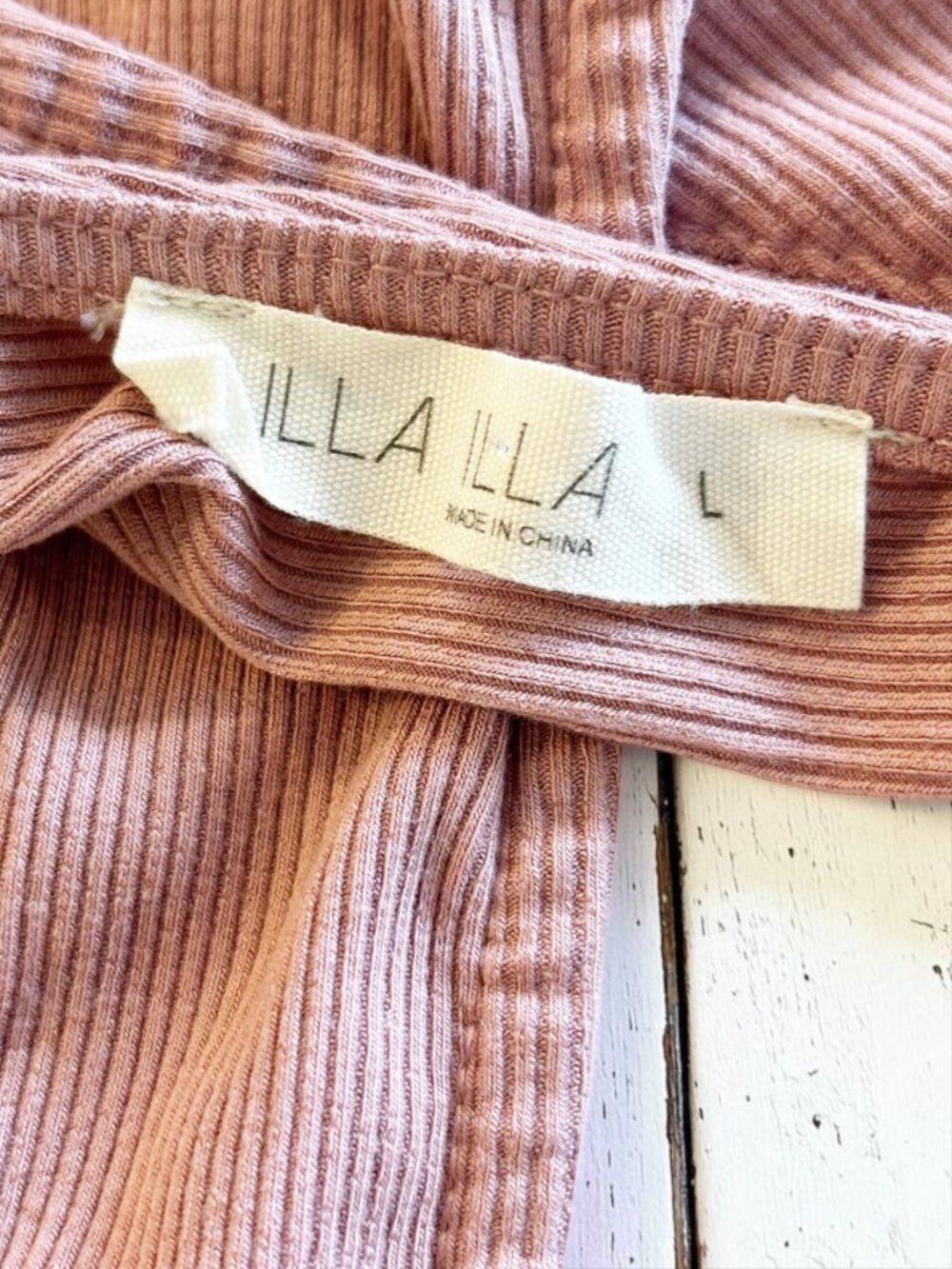 ILLA ILLA Ribbed Wrap Tie Back Crop Top Peachy Blush Size Large - Picture 3 of 9